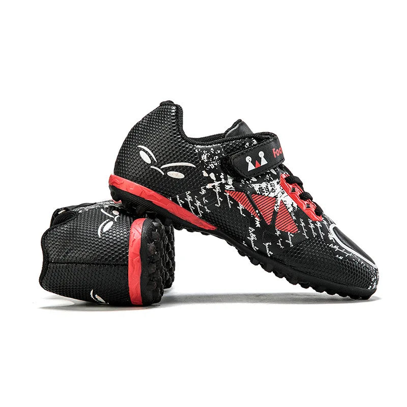 Children Football Shoes Soccer Boots Kids Boy Girl Sneakers New Leather High Top Soccer Cleats Training Outdoor Hook & Loop