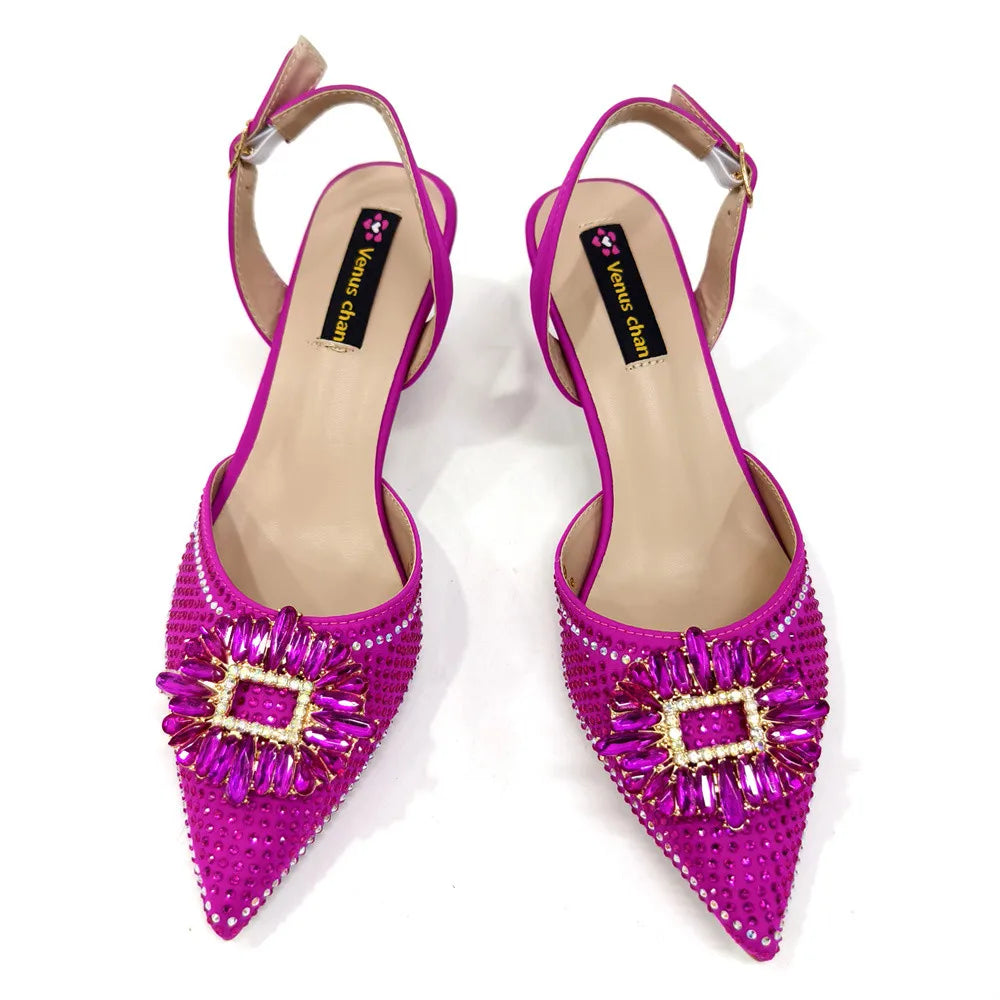 African Style Women's Shoes Mixed With BlackGold High Heels Pointed At The Dinner Party Nigerian Women's Shoes