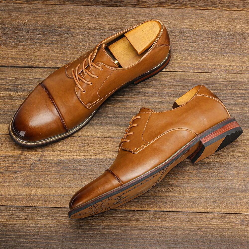 Men's Dress Shoes Fashion Comfortable 2025 Brand Leather Shoes Men