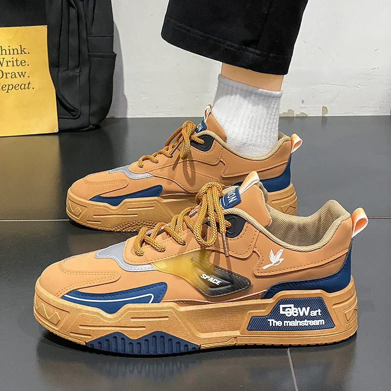 2024 Autumn New Casual Sports Shoes Men's Leather Low-Top Fashion Trend Easiest for Match Running Shoes Men's Skateboard Shoes Suitable for Outdoor Sports
