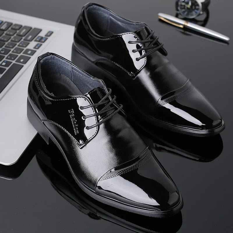 Men Dress Shoes Patent Leather Oxford Shoes Male Formal Big Size 38-48 Handsome Men Pointed Toe for Wedding