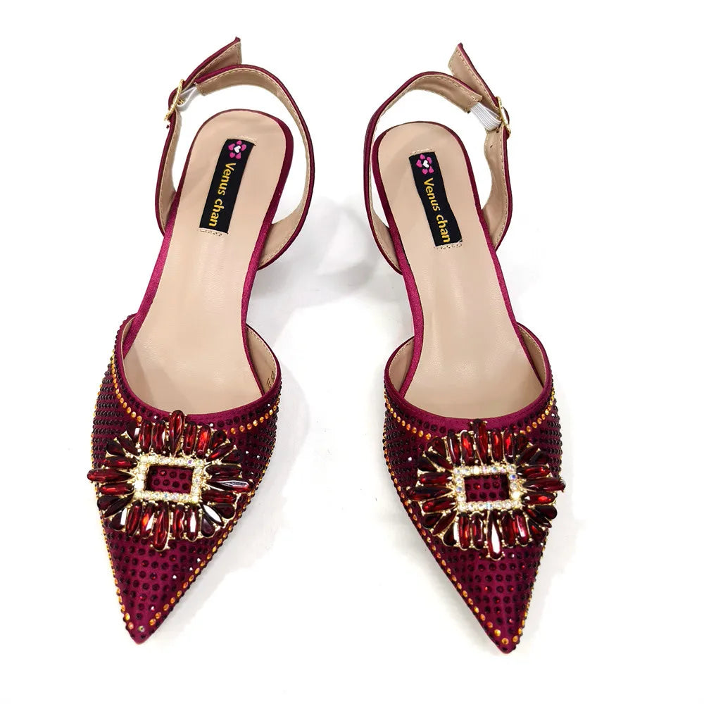 African Style Women's Shoes Mixed With BlackGold High Heels Pointed At The Dinner Party Nigerian Women's Shoes