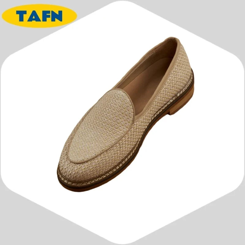 100% Full Grain Cowhide Suede Handmade Hemp Rope Woven  Men's Summer Loafers with Breathable Material AE2023