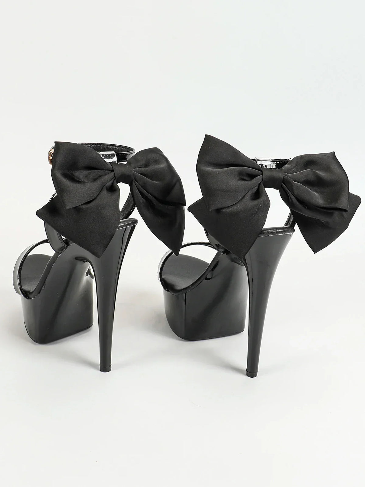 15CM Stiletto Runway Model Shoes 2024 New Summer Party Dress High Heels 5CM Platform Black Pole Dance Shoes Ladies Bow Sandals